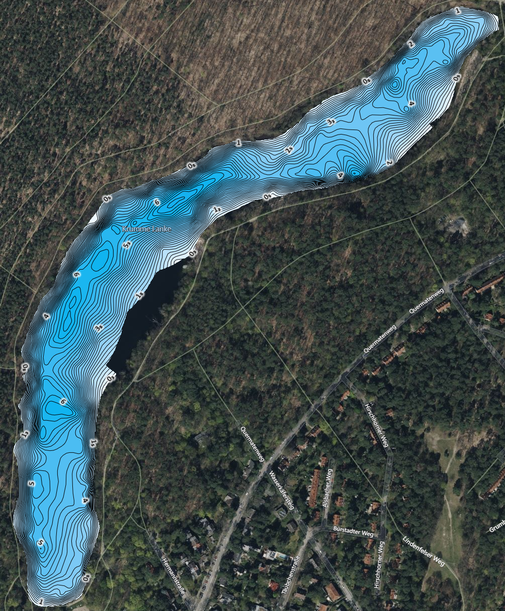 Tiefenkarte der Krummen Lanke von C-Map Genesis
